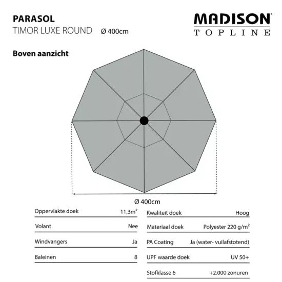 Madison Timor Luxe parasol Ø400 cm ecru