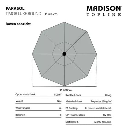 Madison Timor Luxe parasol Ø400 cm ecru