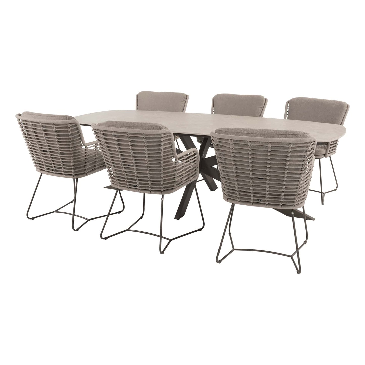 4 Seasons Outdoor Fabrice eettafel stoelen + Prado eettafel 240 cm