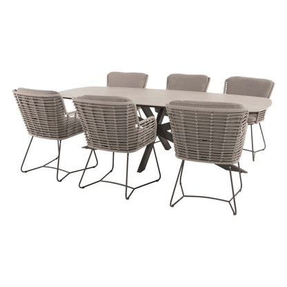 4 Seasons Outdoor Fabrice eettafel stoelen + Prado eettafel 240 cm