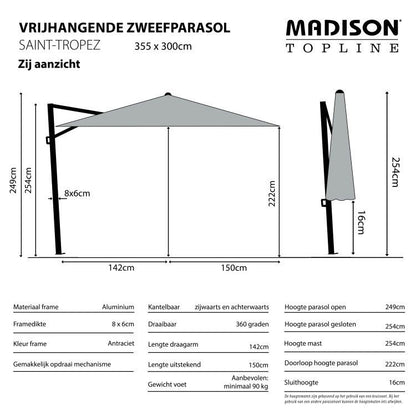 Madison Saint-Tropez 355 x 300 cm taupe