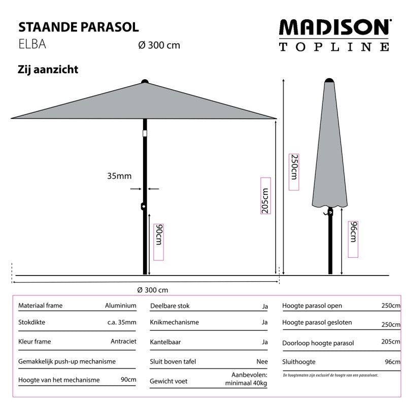 Madison Elba push-up 300cm PE ecru