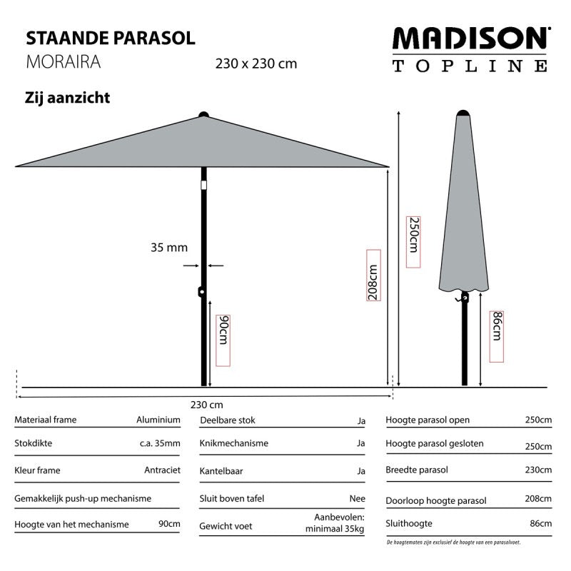 Madison Moraira push-up 230 x 230cm PE ecru