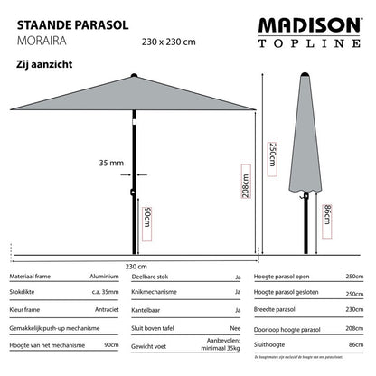 Madison Moraira push-up 230 x 230cm PE ecru