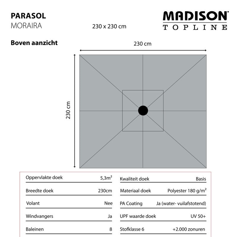 Madison Moraira push-up 230 x 230cm PE ecru