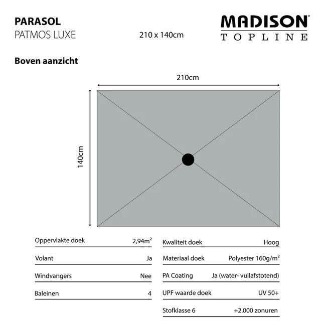 Madison parasol Patmos luxe 210x140 PE taupe