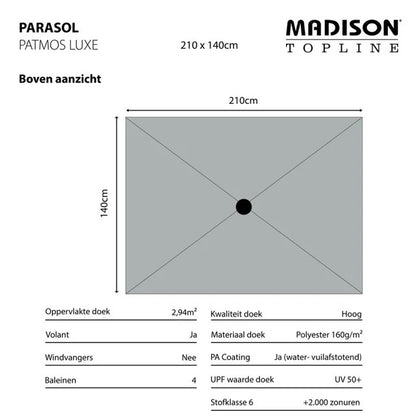 Madison parasol Patmos luxe 210x140 PE taupe
