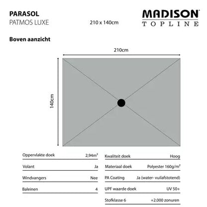 Madison parasol Patmos luxe 210x140 PE ecru