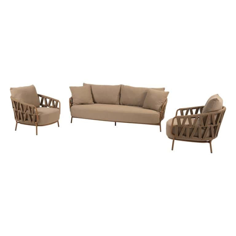 4 Seasons Outdoor Biarritz loungeset Amber, 3-zits bank + 2 loungestoelen