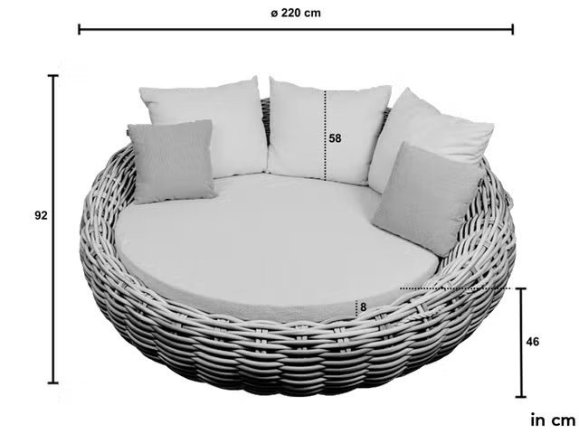 Apple Bee Cocoon daybed 220cm Mocca - Boucle Creme