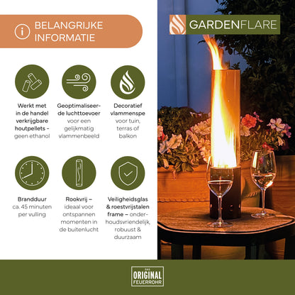 Gardenflare Tafelvuur roestvrij staal zwart