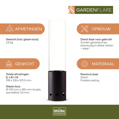 Gardenflare Tafelvuur roestvrij staal zwart