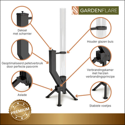 Gardenflare Premium Vlampijp roestvrij staal zwart