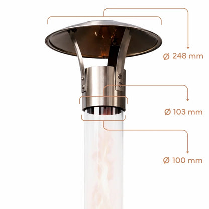 Gardenflare Premium Vlampijp vonkenvanger voor glazen buizen met een diameter van 100 mm